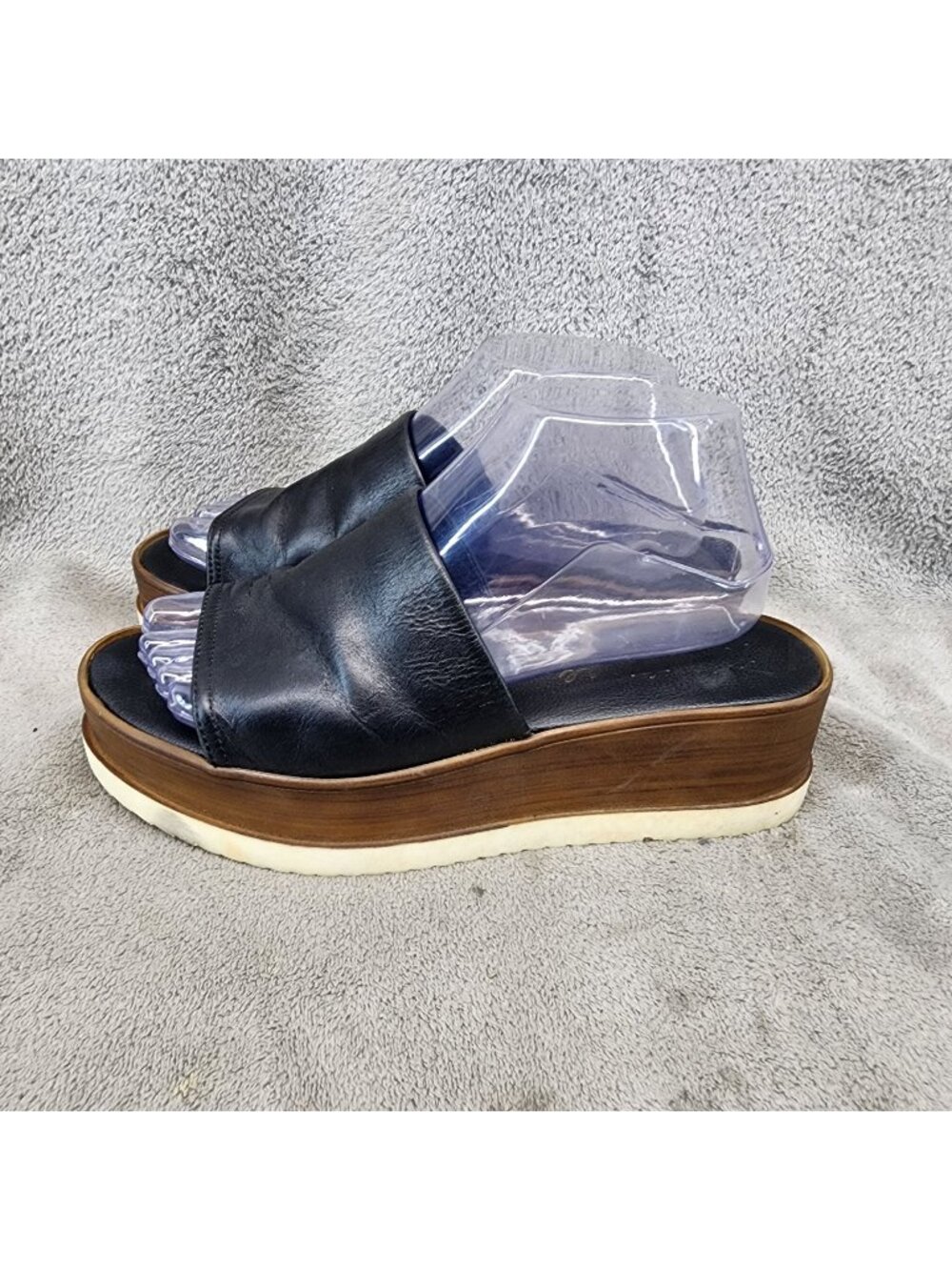 Matisse Shoes Womens Size 8 Black Leather Slip On Platform Sandals *Read*